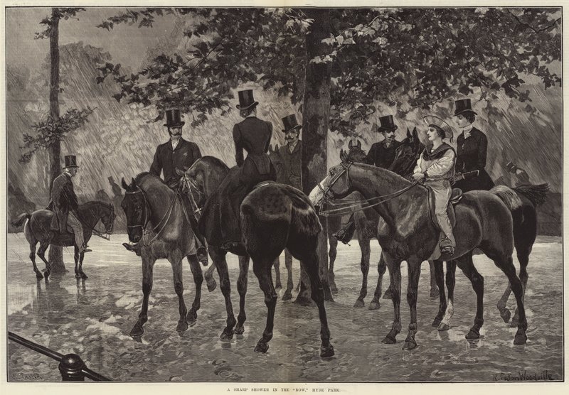 Een scherpe bui in de rij, Hyde Park door Richard Caton Woodville junior
