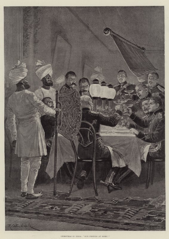 Kerstmis in India, onze vrienden thuis! door Richard Caton Woodville junior