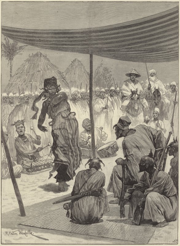 Dans voor de koning van de Sofas in West-Afrika door Richard Caton Woodville junior