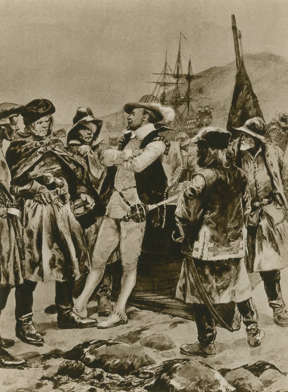 Sir Humphrey Gilbert claimt Newfoundland voor Engeland door Richard Caton Woodville junior