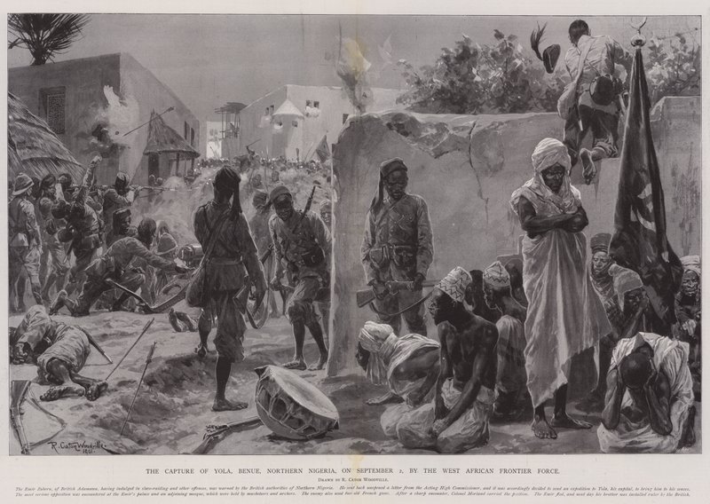 De verovering van Yola, Benue, Noord-Nigeria, op 2 september, door de West African Frontier Force door Richard Caton Woodville junior