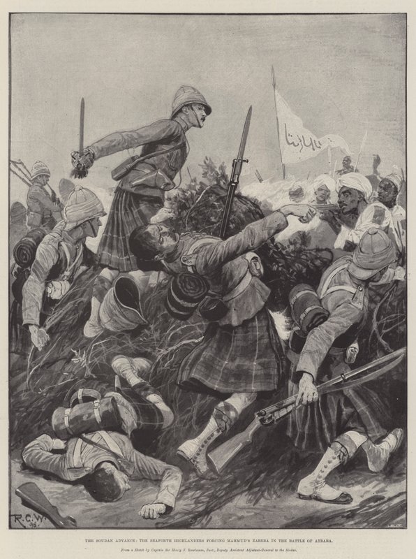 De Soudan Opmars, de Seaforth Highlanders forceren Mahmud