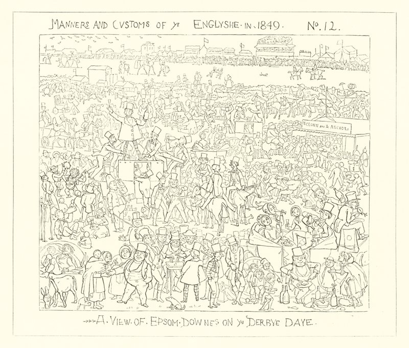 Een uitzicht op Epsom Downs op Derby Day door Richard Doyle