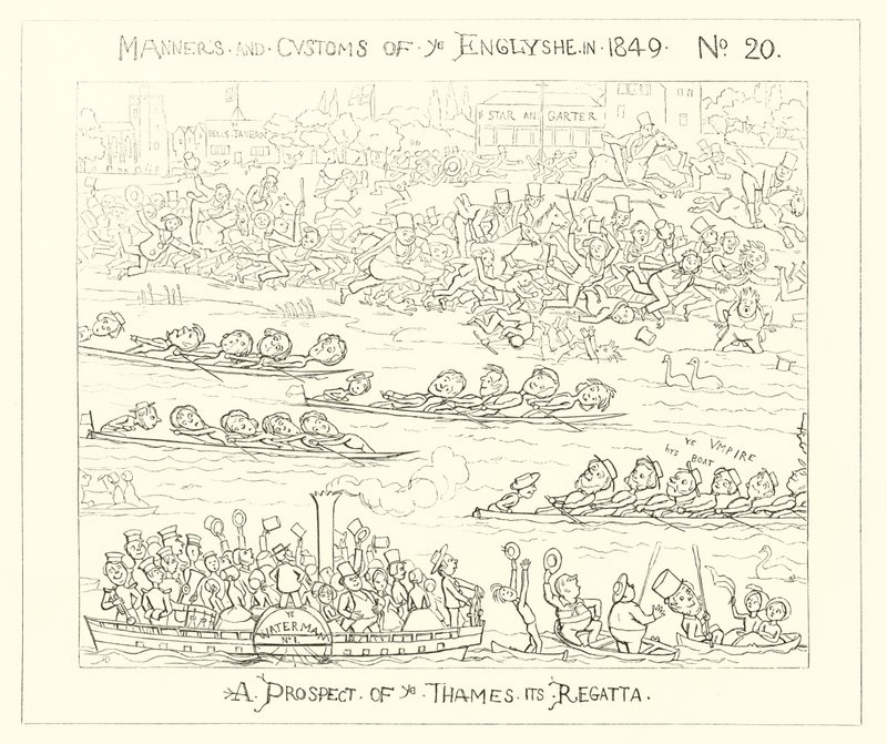 Een vooruitzicht van de Thames Regatta door Richard Doyle