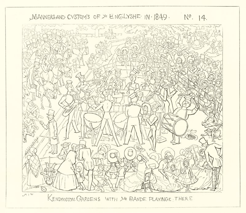 Kensington Gardens met de band die speelt door Richard Doyle
