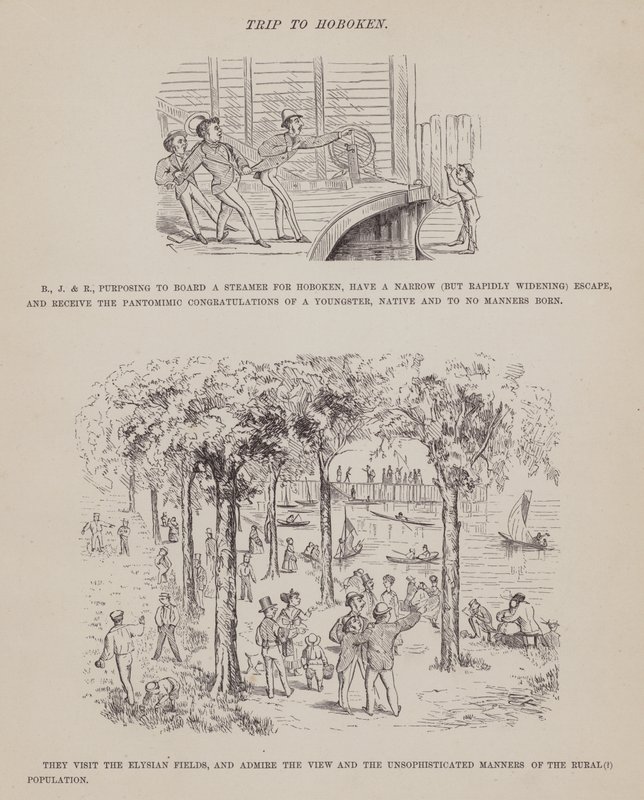 Pagina uit De Amerikaanse tour van de heren Brown, Jones en Robinson (gravure) door Richard Doyle