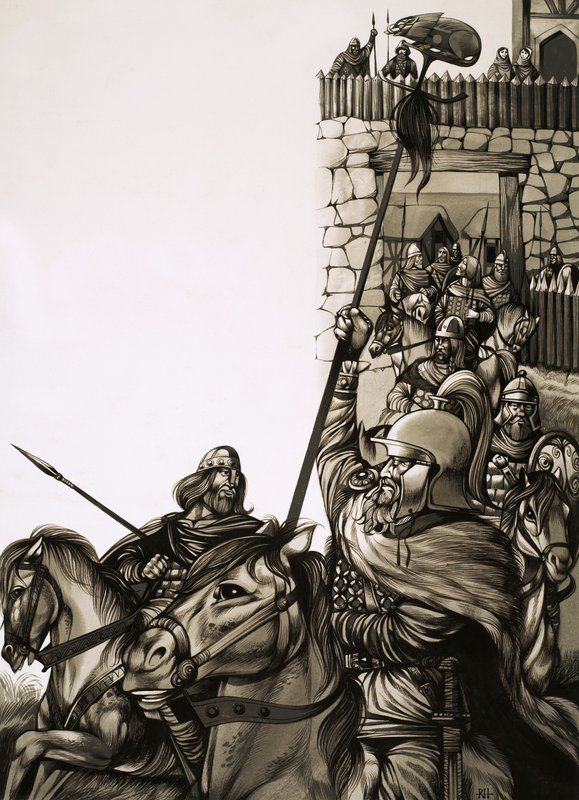 Camelot, het kasteel van koning Arthur en zijn ridders van de Ronde Tafel door Richard Hook