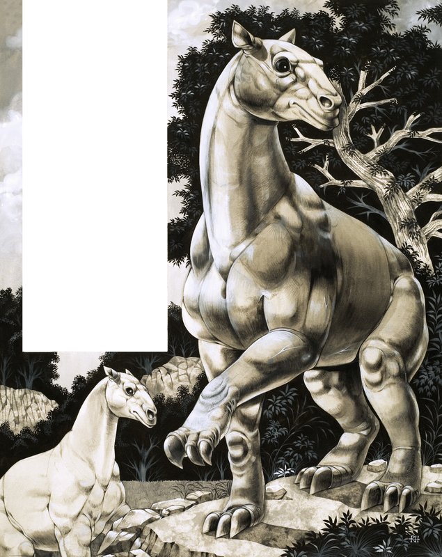 Moropus, een oud soort paard met drie enorme klauwen door Richard Hook