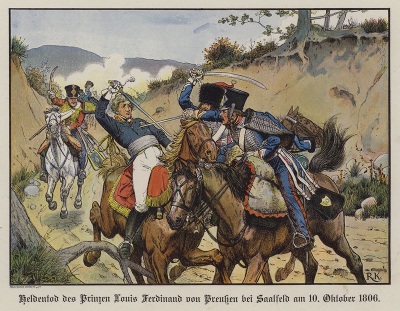 Heroïsche dood van Prins Louis Ferdinand van Pruisen in de Slag bij Saalfeld door Richard Knotel