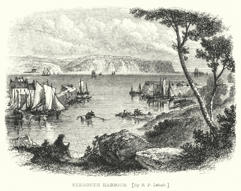 Haven van Eyemouth (gravure) door Richard Principal (after) Leitch