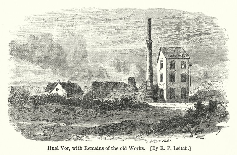 Huel Vor, met overblijfselen van de oude werken (gravure) door Richard Principal (after) Leitch