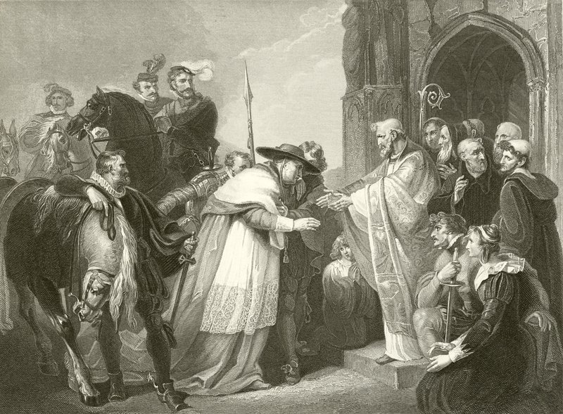 Kardinaal Wolsey in Leicester Abbey door Richard Westall