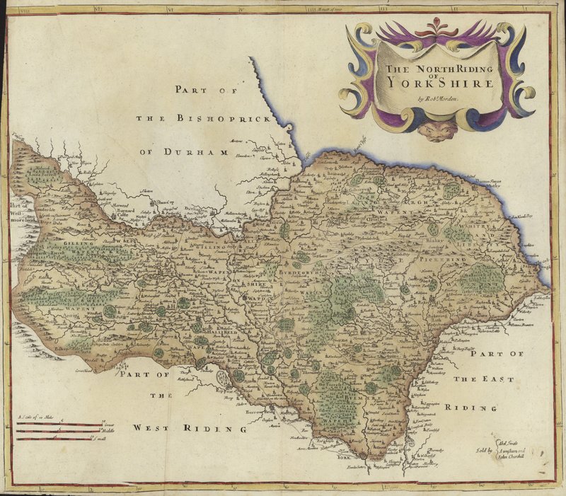 Kaart van North Riding of Yorkshire door Robert Morden