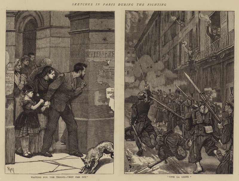 Schetsen in Parijs tijdens de gevechten door Robert Walker Macbeth