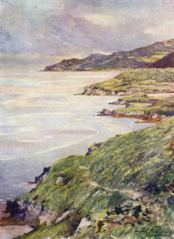 Een eenzame kust, Barmouth Estuarium (kleur litho) door Robert (after) Fowler