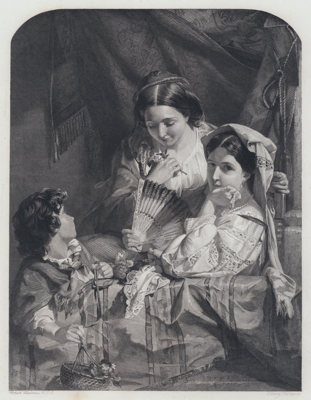 Een balkon op het Romeinse carnaval (gravure) door Robert (after) Herdman