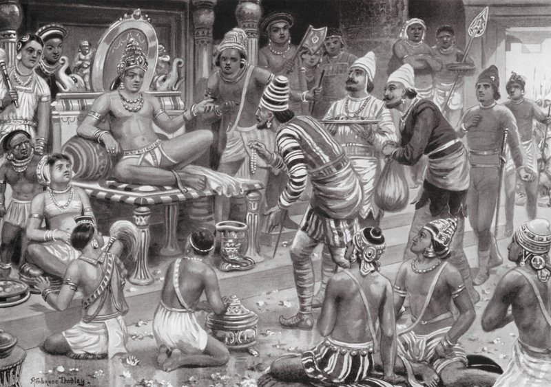 Pulikesin II, de Chalukhya, ontvangt gezanten uit Perzië door Robert Ambrose Dudley