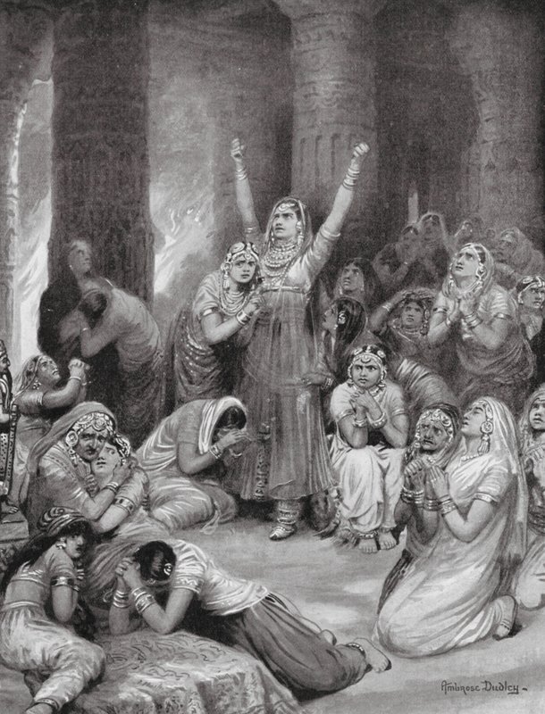 De Rajput-ceremonie van Jauhar (Holocaust) door Robert Ambrose Dudley