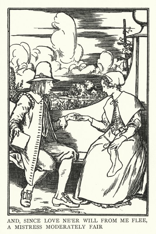 En, aangezien liefde nooit van mij zal vluchten, een minnares matig mooi door Robert Anning Bell