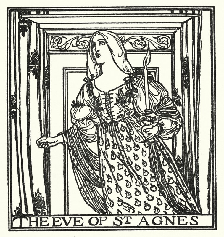 Illustratie voor Gedichten van John Keats: De vooravond van Sint Agnes door Robert Anning Bell