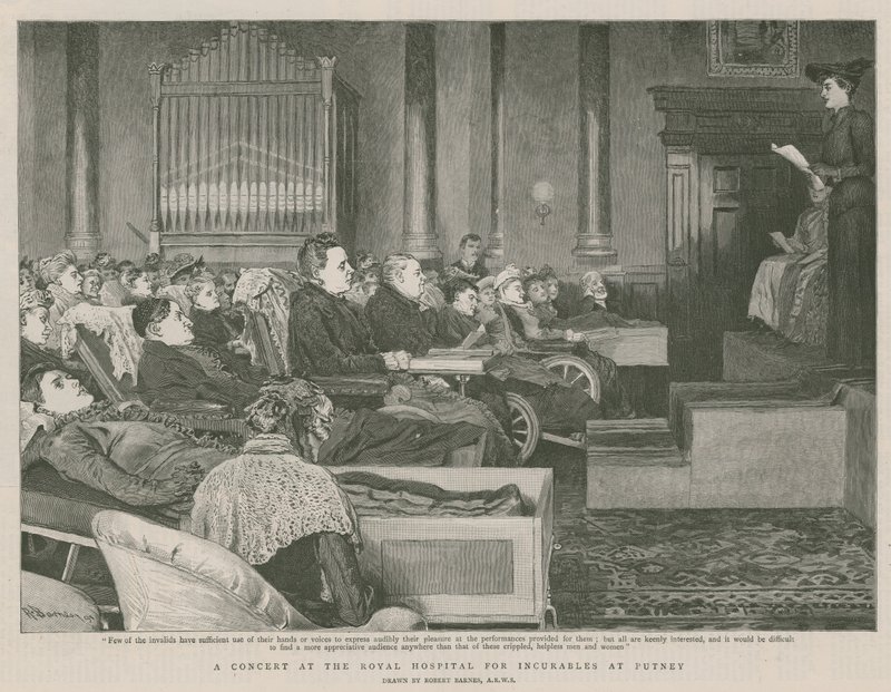 Een concert in het Royal Hospital for Incurables in Putney door Robert Barnes