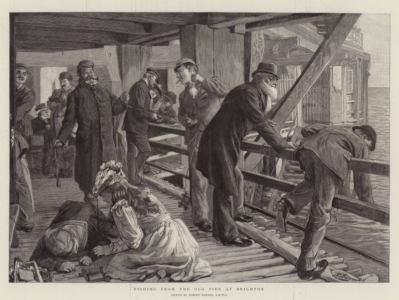 Vissen vanaf de Oude Pier in Brighton door Robert Barnes