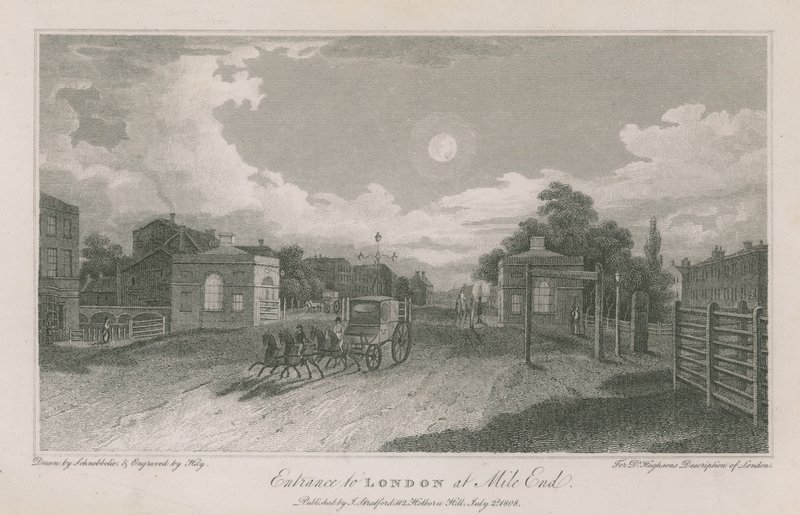 Ingang naar Londen bij Mile End door Robert Blemell Schnebbelie