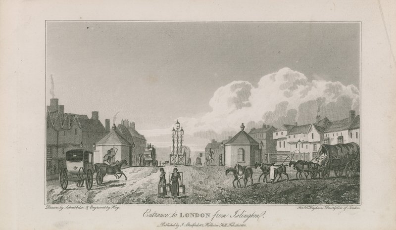 Ingang naar Londen vanuit Islington door Robert Blemell Schnebbelie