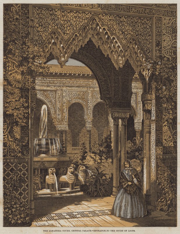 Het Alhambra Hof, Crystal Palace, Ingang naar het Hof van Leeuwen door Robert Dudley