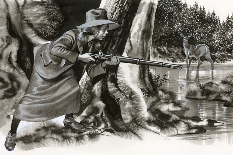 Annie Oakley schiet een bok door Ron Embleton