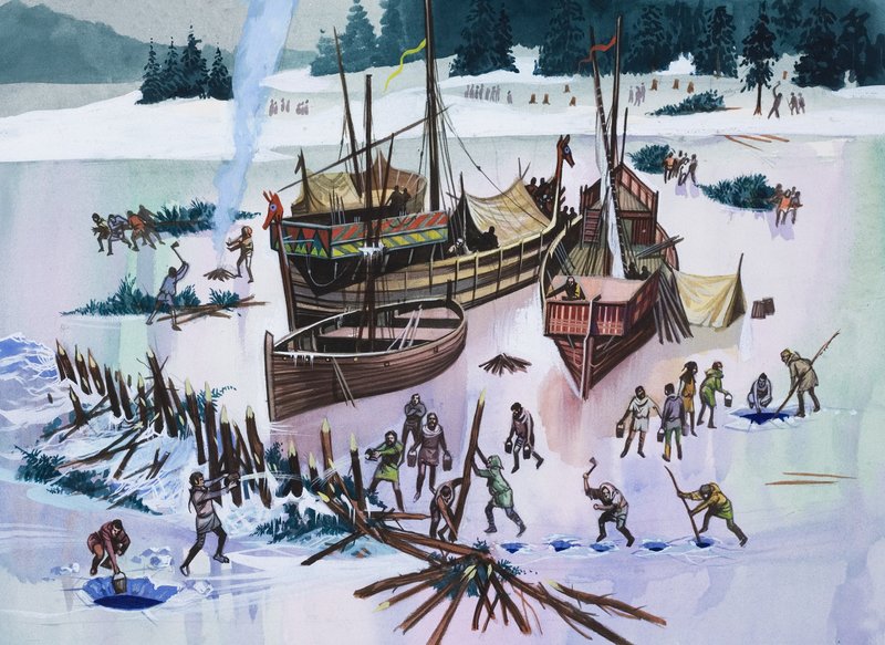 IJsgebonden (gouache op papier) door Ron Embleton