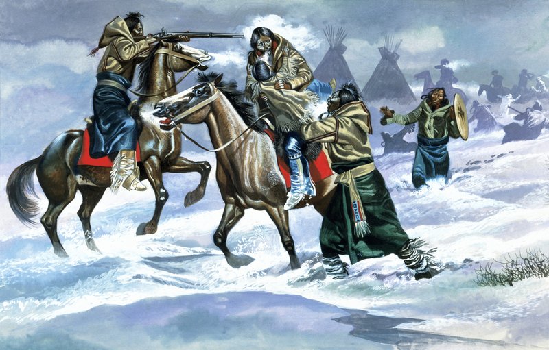 Indianen in de sneeuw door Ron Embleton
