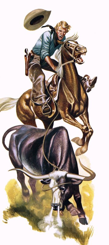 Texaanse cowboy aan het werk door Ron Embleton