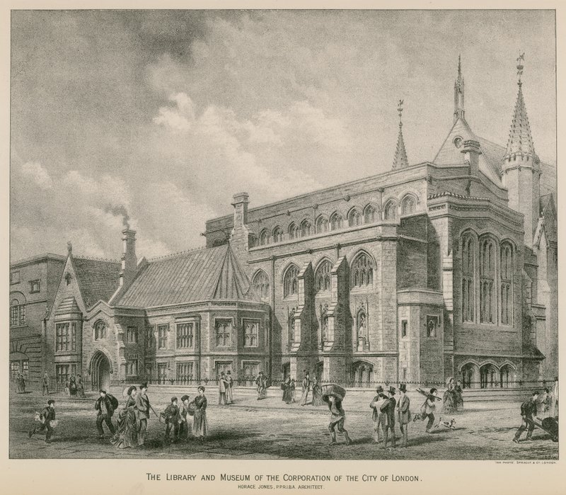 De bibliotheek en het museum van de Corporation of the City of London; Guildhall door S. Rosenthal