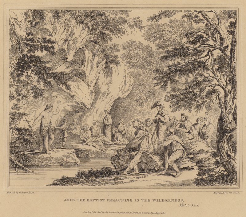 Johannes de Doper predikend in de wildernis, Mattheüs door Salvator Rosa