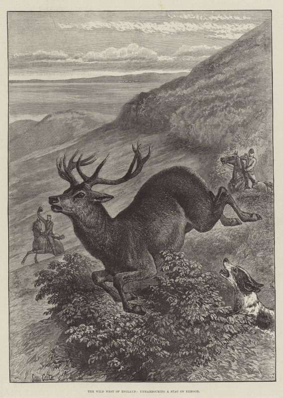Het Wilde Westen van Engeland, het opjagen van een Hert op Exmoor door Samuel John Carter