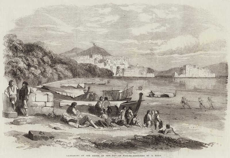 Lazzaroni aan de kust van de baai van Napels door Samuel Read