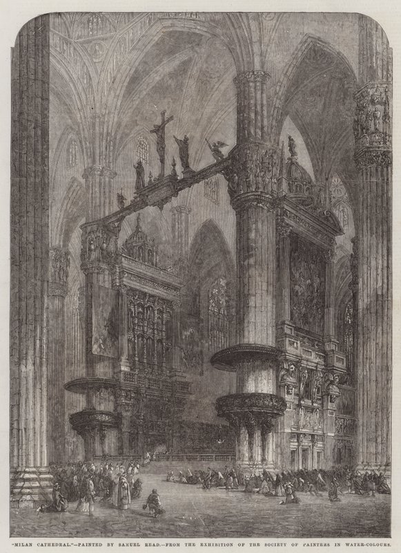 Kathedraal van Milaan, van de tentoonstelling van de Society of Painters in Water-Colours door Samuel Read