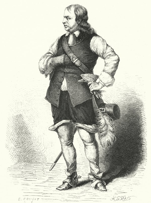 Oliver Cromwell, Lord Protector van het Gemenebest (gravure) door Samuel (after) Cooper