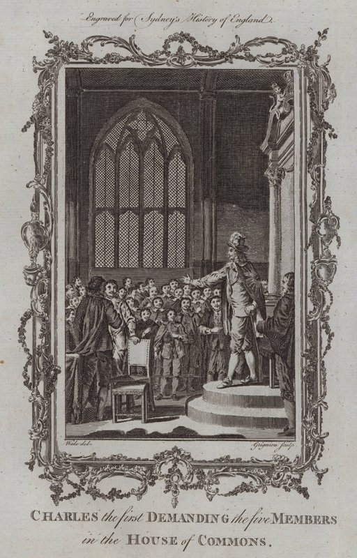 Karel I eist de vijf Leden in het Lagerhuis door Samuel (after) Wale