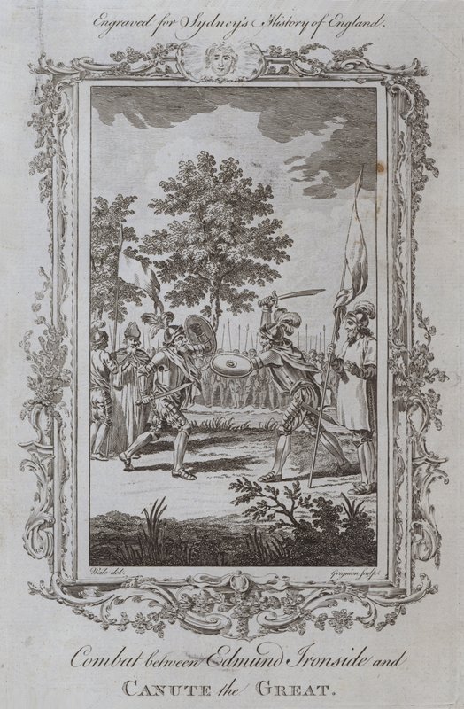 Gevecht tussen Edmund Ironside en Knoet de Grote door Samuel (after) Wale