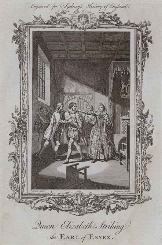 Koningin Elizabeth Slaat de Graaf van Essex door Samuel (after) Wale