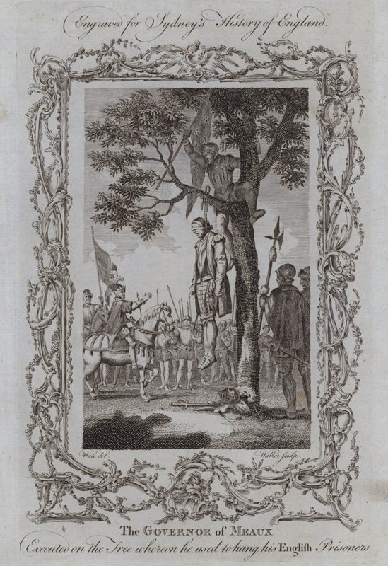 De gouverneur van Meaux geëxecuteerd aan de boom waaraan hij zijn Engelse gevangenen ophing door Samuel (after) Wale
