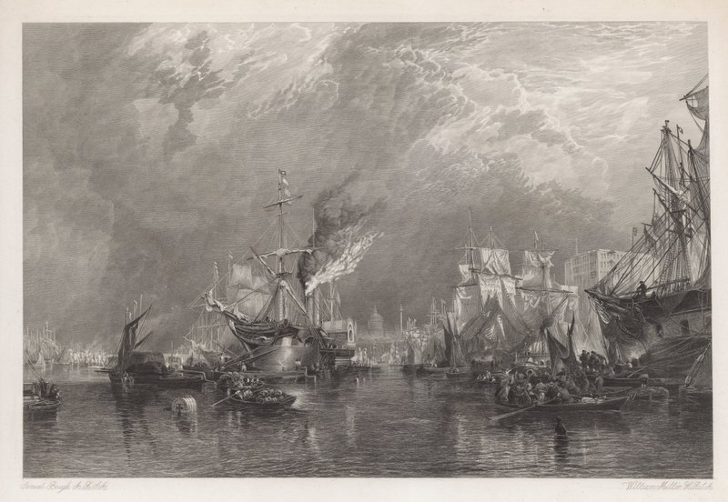 De haven van Londen door Samuel Bough
