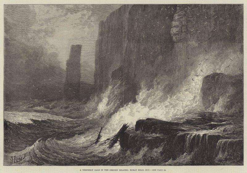 Een Westerstorm op de Orkney-eilanden, Roray Head, Hoy door Samuel Read