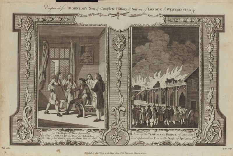 Londen Branden van 1666 en 1758 door Samuel Wale