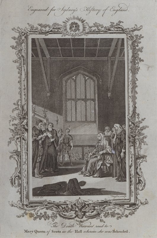 Het doodvonnis voorgelezen aan Mary Queen of Scots in de zaal waar ze werd onthoofd door Samuel Wale