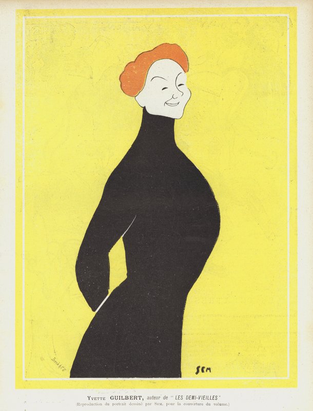 Yvette Guilbert, Franse cabaretzangeres en actrice. Illustratie voor Le Rire door Sem