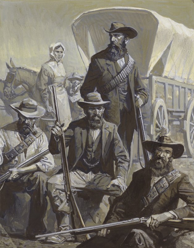 Boerensoldaten en wagen. door Severino Baraldi