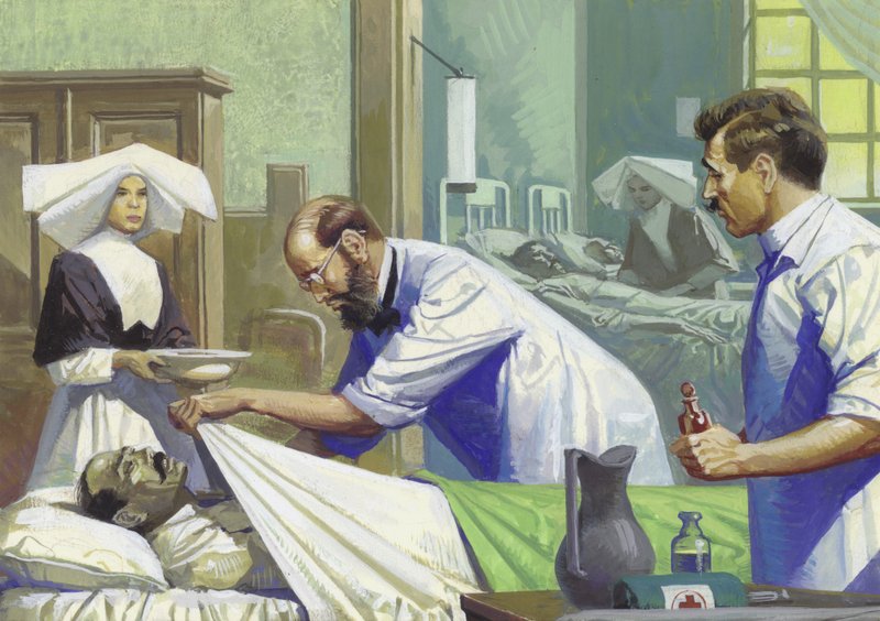 Gele koorts doodt arbeiders aan het Panamakanaal (gouache op papier) door Severino Baraldi
